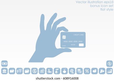 Hand and credit card icon vector