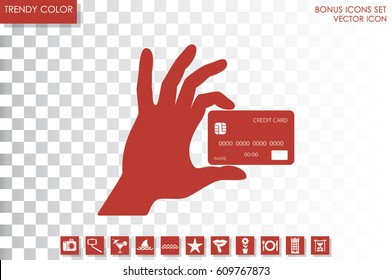 Hand and credit card icon vector