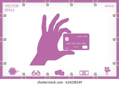 Hand and credit card icon vector