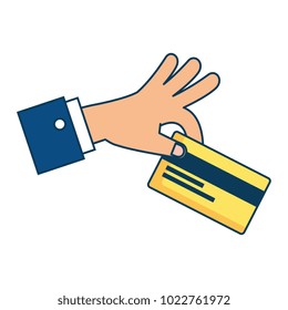 hand with credit card isolated icon