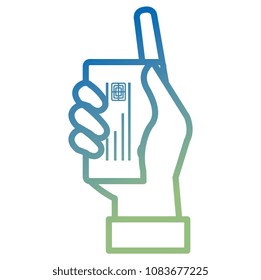 hand with credit card isolated icon