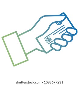 hand with credit card isolated icon