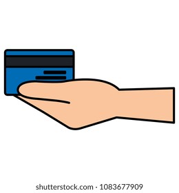 hand with credit card isolated icon