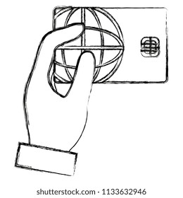 hand with credit card isolated icon