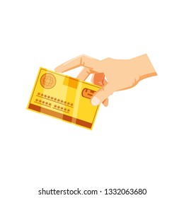 hand with credit card money isolated icon