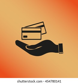 Hand credit card to pay