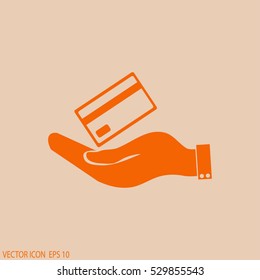Hand credit card to pay