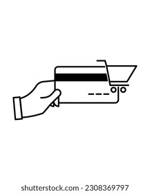 hand with credit card shopping icon, vector best flat icon.