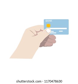 hand with credit card, vector illustration