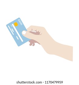 hand with credit card, vector illustration