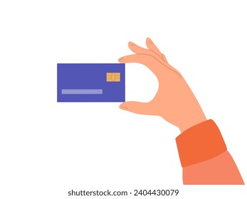 Hand with a credit card. Vector illustration isolated on white background