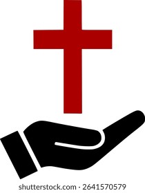 hand cross christian faith icon, vector illustration