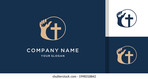 Hand Cross Church Logo Template