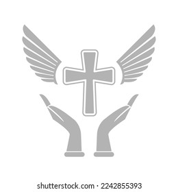 hand, cross, faith icon, vector illustration