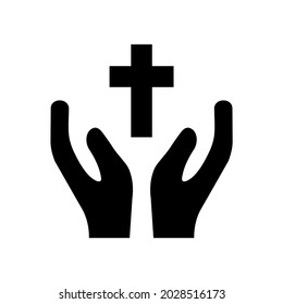 hand and cross icon illustration in flat style