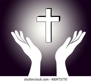 hand and the cross of Jesus Christ sign