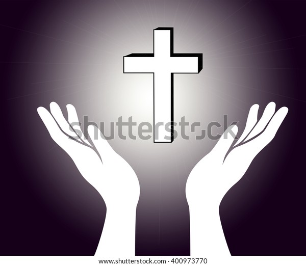Hand Cross Jesus Christ Sign Stock Vector (Royalty Free) 400973770