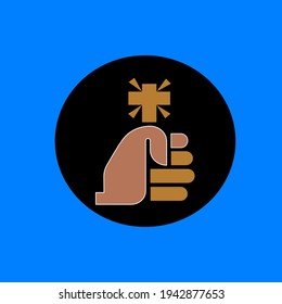 Hand with cross logo formed by hand, cross and worshiping people shapes. Good for church logo.