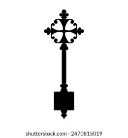 Hand cross shape, ornamental form, like a key. Vector illustration.