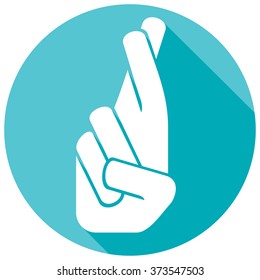 Hand With Crossed Fingers Flat Icon