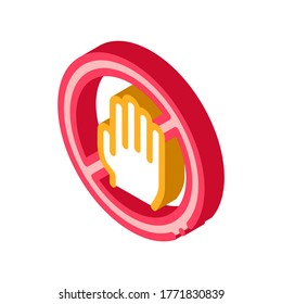 Handgekreuztes Markierungssymbol, Vektorgrafik. Isometrisches Schild mit überkreuzter Hand. farbige einzelne Symbolillustration