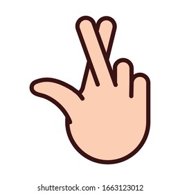 diseño de ilustración vectorial de línea de señales de cruce de mano y estilo de relleno