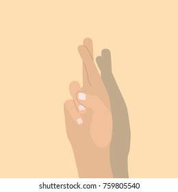 Hand crossing fingers, vector illustration design. Hands collection.