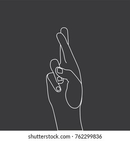 Hand crossing fingers, vector illustration design. Hands collection.
