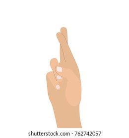 Hand crossing fingers, vector illustration design. Hands collection.