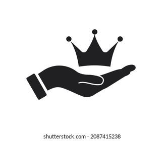 Hand Crown logo design. Crown logo with Hand concept vector. Hand and Crown logo design