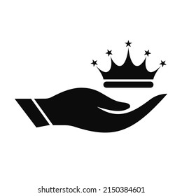 Hand Crown logo design. Crown logo with Hand concept vector. Hand and Crown logo design