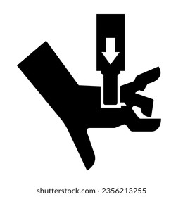 Fuerza de aplastamiento manual desde encima del icono negro, Ilustración vectorial, Aislar sobre la etiqueta de fondo blanco. EPS10