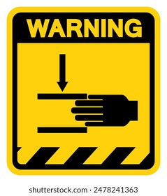 Hand Crush Force From Above Warning Sign, Vector Illustration, Isolate On White Background Label .EPS10