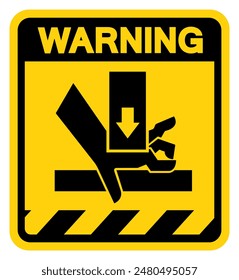 Hand Crush Force From Above Warning Sign, Vector Illustration, Isolate On White Background Label .EPS10