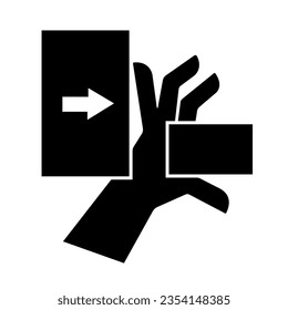 Fuerza de aplastamiento manual del icono negro izquierdo, Ilustración vectorial, Aislar sobre la etiqueta de fondo blanco. EPS10