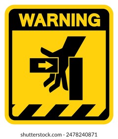 Hand Crush Force From Left Warning Sign, Vector Illustration, Isolate On White Background Label .EPS10
