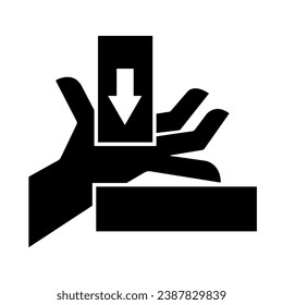 Hand Crush Force From Right Black Icon,Vector Illustration, Isolate On White Background Label. EPS10