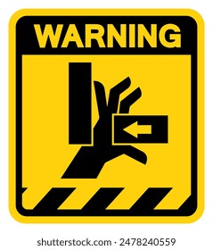 Hand Crush Force From Right Warning Sign, Vector Illustration, Isolate On White Background Label .EPS10