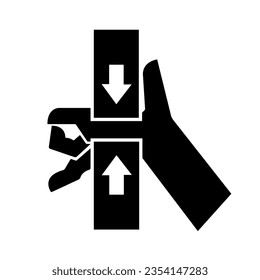 Hand Crush Force From Top And Bottom Black Icon ,Vector Illustration, Isolate On White Background Label. EPS10