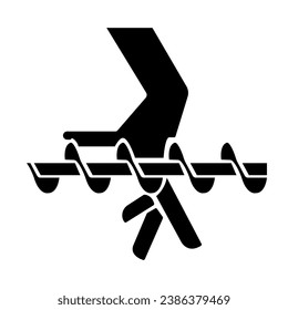 Icono negro de riesgo de aplastamiento manual,Ilustración vectorial, Aislar en etiqueta de fondo blanco. EPS10