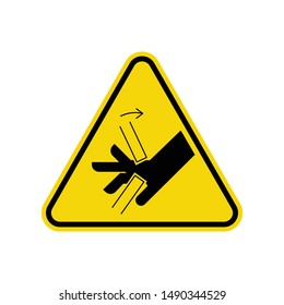 Hand Crush Pinch Point Sign Isolated On White Background. ISO Triangle Warning Symbol Simple, Flat Vector, Icon You Can Use Your Website Design, Mobile App Or Industrial Design. Vector Illustration