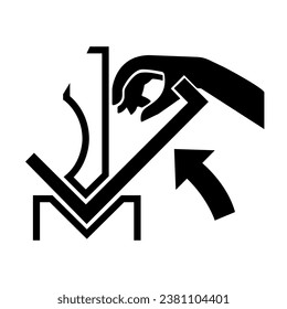 Hand Crush In Press Brake Black Icon,Vector Illustration, Isolate On White Background Label. EPS10