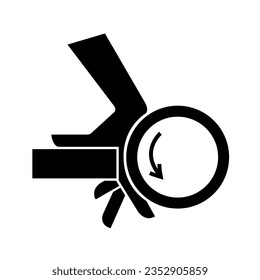 Hand Crush Roller Pinch Point Black Icon ,Vector Illustration, Isolate On White Background Label. EPS10