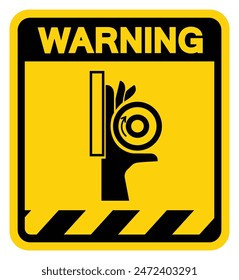 Hand Crush Roller Pinch Point Warning Sign, Vector Illustration, Isolate On White Background Label .EPS10