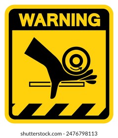 Hand Crush Roller Pinch Point Warning Sign, Vector Illustration, Isolate On White Background Label .EPS10