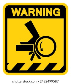 Hand Crush Roller Pinch Point Warning Sign, Vector Illustration, Isolate On White Background Label .EPS10