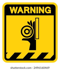 Hand Crush Roller Pinch Point Warning Sign, Vector Illustration, Isolate On White Background Label .EPS10