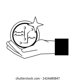 Hand with cryptocurreny symbol vector illustration graphic design