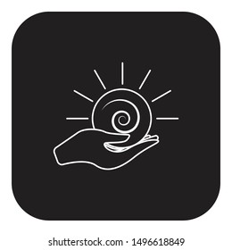 hand and crystal ball icon flat black