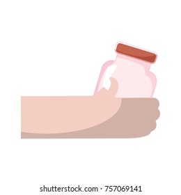 hand with crystal jar to save things